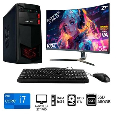 COMPUTADORA INTEL CORE I7 RAM 16GB PC 3.4 GHZ DISCO +SSD 480GB MONITOR 27 1TB - 1