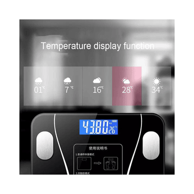 BALANZA DIGITAL BLUETOOTH CONTROLA PESO GRASA CORPORAL NEGRO SMART 180 KG - 2