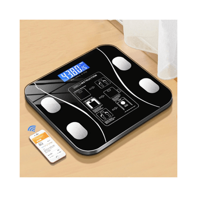 BALANZA DIGITAL BLUETOOTH CONTROLA PESO GRASA CORPORAL NEGRO SMART 180 KG - 5