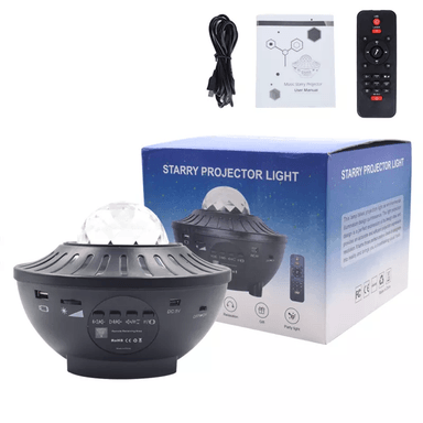 PROYECTOR CIRCULAR NEGRO LUCES GALAXIA LAMPARA BLUETOOTH PARLANTE - 2