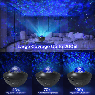 PROYECTOR CIRCULAR NEGRO LUCES GALAXIA LAMPARA BLUETOOTH PARLANTE - 4