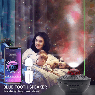 PROYECTOR CIRCULAR NEGRO LUCES GALAXIA LAMPARA BLUETOOTH PARLANTE - 5
