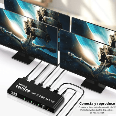 SPLITTER DIVISOR TRANSMISOR HDMI VIDEO AUDIO 1X4 4K SMF7847 - 3