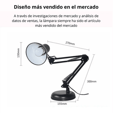 LAMPARA SEISA MT-811 NEGRO ESCRITORIO BASE FOCO 40W - 5
