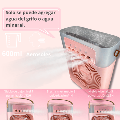 ENFRIADOR PORTÁTIL AIRE ACONDICIONADO 3 EN 1 VENTILADOR ROSADO PORTÁTIL - 2