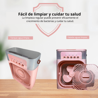 ENFRIADOR PORTÁTIL AIRE ACONDICIONADO 3 EN 1 VENTILADOR ROSADO PORTÁTIL - 3