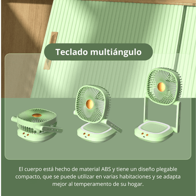 VENTILADOR PORTATIL DE ESCRITORIO Y PARED CON LUZ LED RECARGABLE XHS03 - 3