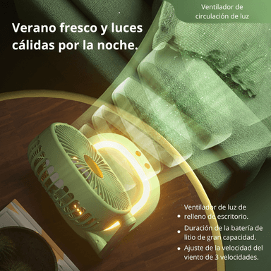 VENTILADOR PORTATIL DE ESCRITORIO Y PARED CON LUZ LED RECARGABLE XHS03 - 4