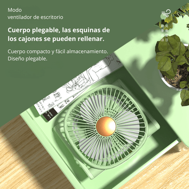 VENTILADOR PORTATIL DE ESCRITORIO Y PARED CON LUZ LED RECARGABLE XHS03 - 5