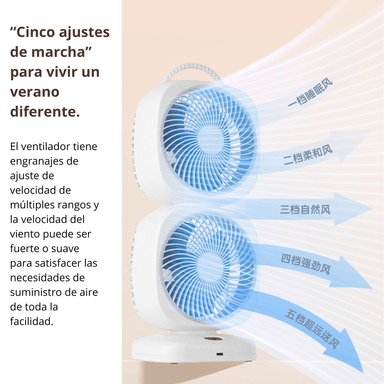 VENTILADOR 350° DE DOBLE CABEZAL CON 5 VELOCIDADES RECARGABLE XHS-02 - 6