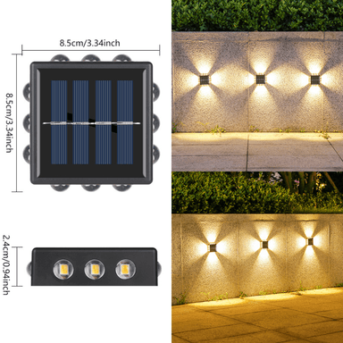 LÁMPARA L12DWW SOLAR PARED JARDÍN PATIO DECORACIÓN EXTERIORES NEGRO - 2