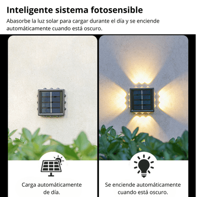LÁMPARA L12DWW SOLAR PARED JARDÍN PATIO DECORACIÓN EXTERIORES NEGRO - 3