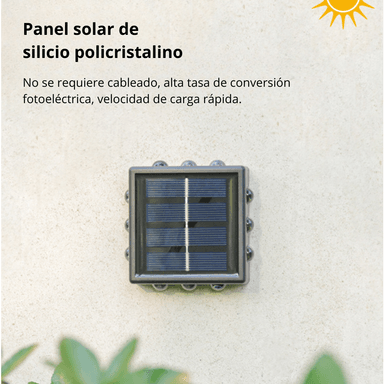 LÁMPARA L12DWW SOLAR PARED JARDÍN PATIO DECORACIÓN EXTERIORES NEGRO - 4