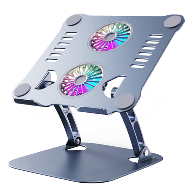 SOPORTE ALUMINIO BOSSNEY CON 2 VENTILADORES LAPTOP TABLETS BS-6804