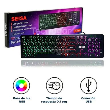TECLADO GAMER RETROILUMINADO CON ILUMINACIÓN ARCOÍRIS SEISA DN-DY02 - 2
