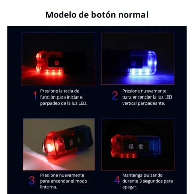 LUZ LED DE ADVERTENCIA RECARGABLE ROJA AZUL IP66 CON CLIP - 3