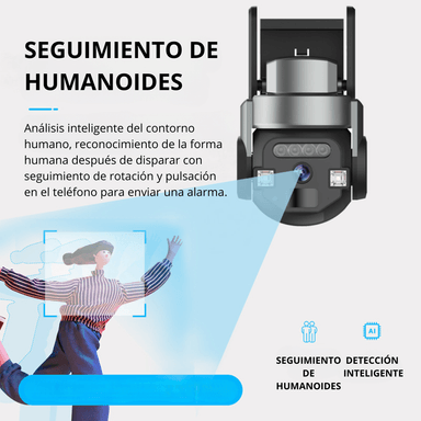 CÁMARA DE SEGURIDAD FULL HD 6MP IP66 360° WIFI DOBLE LENTE ZOOM 10X SEISA Q820EM - 5