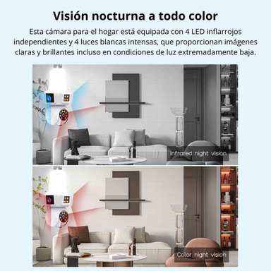 FOCO CÁMARA WIFI 360° HD CON TRIPLE LENTE VISIÓN NOCTURNA SENSOR Y AUDIO - 4