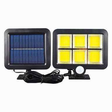 FOCO SOLAR EXTERIOR 120 LED CON SENSOR MOVIMIENTO, PANEL 5M Y ROTACIÓN