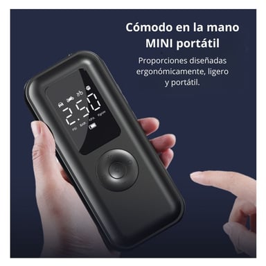 COMPRESOR DE AIRE PORTÁTIL INALÁMBRICO PARA LLANTAS DE AUTO MOTO Y BICICLETA CON PANTALLA Y LUZ LED - 5
