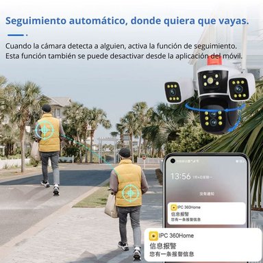 CÁMARA DE SEGURIDAD WIFI PTZ 360° FULL HD CON TRIPLE LENTE ZOOM 10X VISIÓN NOCTURNA COLOR Y SIRENA - 4