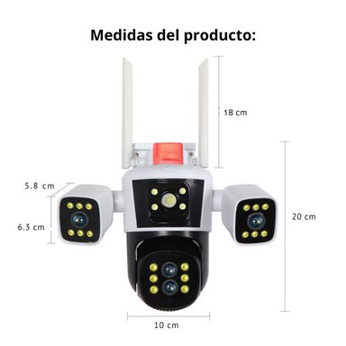 CÁMARA DE SEGURIDAD WIFI PTZ 360° FULL HD CON TRIPLE LENTE ZOOM 10X VISIÓN NOCTURNA COLOR Y SIRENA - 8