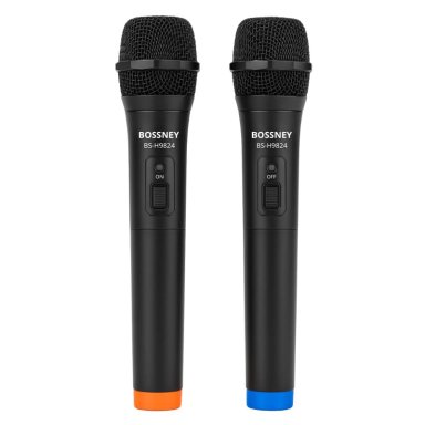 MICRÓFONOS INALÁMBRICOS UHF PROFESIONALES BOSSNEY DOBLE PACK CON RECEPTOR RECARGABLE Y SONIDO NÍTIDO