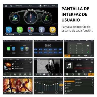 PANTALLA CARPLAY ANDROID AUTO 9” TÁCTIL CON BLUETOOTH WIFI MIRRORLINK Y CÁMARA RETROCESO PARA AUTO - 3