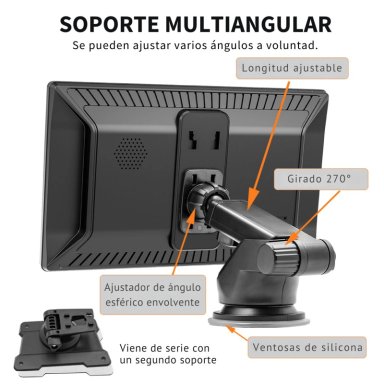 PANTALLA CARPLAY ANDROID AUTO 9” TÁCTIL CON BLUETOOTH WIFI MIRRORLINK Y CÁMARA RETROCESO PARA AUTO - 4