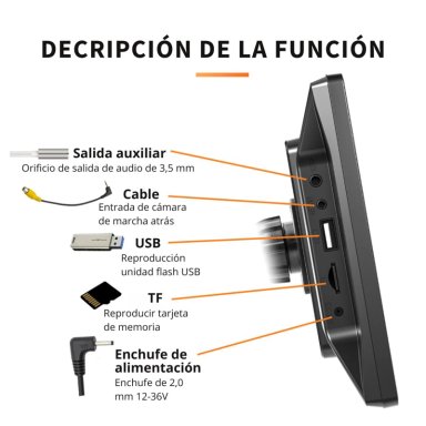 PANTALLA CARPLAY ANDROID AUTO 9” TÁCTIL CON BLUETOOTH WIFI MIRRORLINK Y CÁMARA RETROCESO PARA AUTO - 5