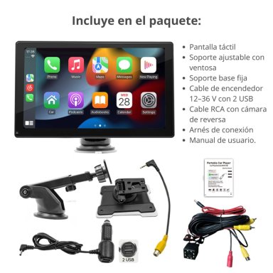 PANTALLA CARPLAY ANDROID AUTO 9” TÁCTIL CON BLUETOOTH WIFI MIRRORLINK Y CÁMARA RETROCESO PARA AUTO - 7