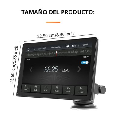 PANTALLA CARPLAY ANDROID AUTO 9” TÁCTIL CON BLUETOOTH WIFI MIRRORLINK Y CÁMARA RETROCESO PARA AUTO - 8