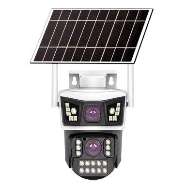 CÁMARA DE SEGURIDAD SOLAR 4G PTZ 360° FULL HD CON CHIP SIM DOBLE LENTE ZOOM 16X AUDIO Y SIRENA
