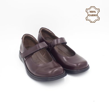 ZAPATOS NIÑA MARY JANE CUERO GUINDA - 2