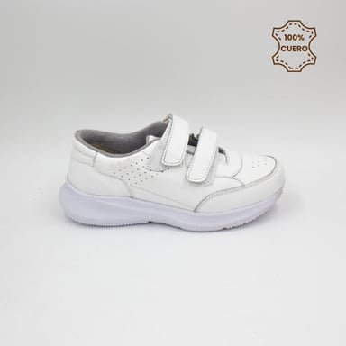 ZAPATILLAS PEGA PEGA NIÑO Y NIÑA DEPOR CUERO BLANCO - 1