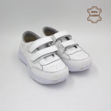 ZAPATILLAS PEGA PEGA NIÑO Y NIÑA DEPOR CUERO BLANCO - 2