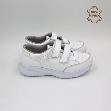 ZAPATILLAS PEGA PEGA NIÑO Y NIÑA DEPOR CUERO BLANCO - 3
