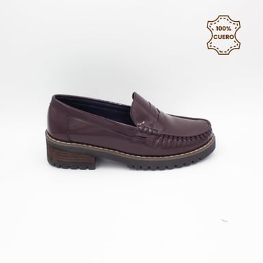 ZAPATOS NIÑA AINARA CUERO GUINDA - 1