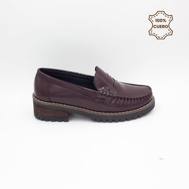 ZAPATOS NIÑA AINARA CUERO GUINDA - 1