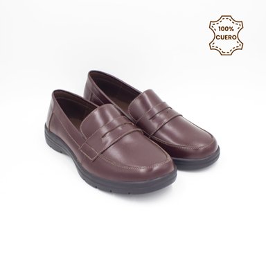 ZAPATOS MOCASINES NIÑA ABRIL CUERO GUINDA - 2