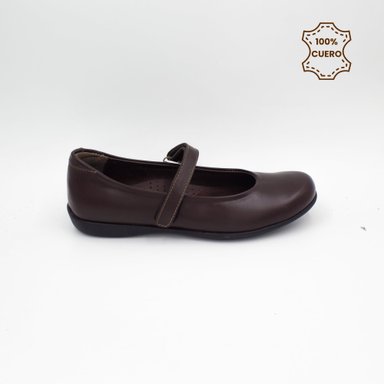 ZAPATOS BALLERINAS NIÑA DONNA CUERO MARRON - 1