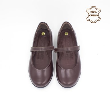 ZAPATOS BALLERINAS NIÑA DONNA CUERO MARRON - 4