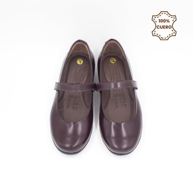 ZAPATOS  BALLERINAS NIÑA DONNA CUERO GUINDA - 4
