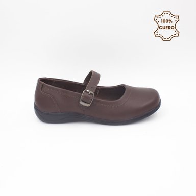 ZAPATOS NIÑA ABIGAIL CUERO MARRON - 1
