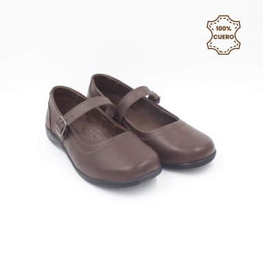 ZAPATOS NIÑA ABIGAIL CUERO MARRON - 2
