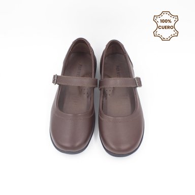 ZAPATOS NIÑA ABIGAIL CUERO MARRON - 4