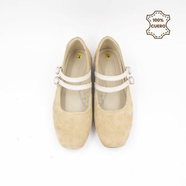 BALLERINAS MUJER BRUNA GAMUZA BEIGE - 4