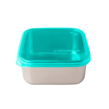 CONTENEDOR CUADRADO INOX TO-GO 887 ML TAPA COLOR VERDE TRANSPARENTE U-KONSERVE
