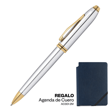 BOLÍGRAFO CROSS TOWSEND CROMADO CON APLIQUES EN ORO 23K
