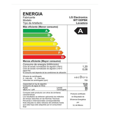 LAVADORA LG 13KG SUPERIOR SMART MOTION CARGA GRIS WT13DPBK - 4
